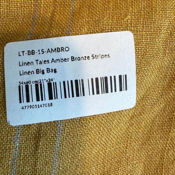 Women's Linen Tales Amber Striped 100% Linen Big Bag Tote Carryall NEW - Picture 4 of 11